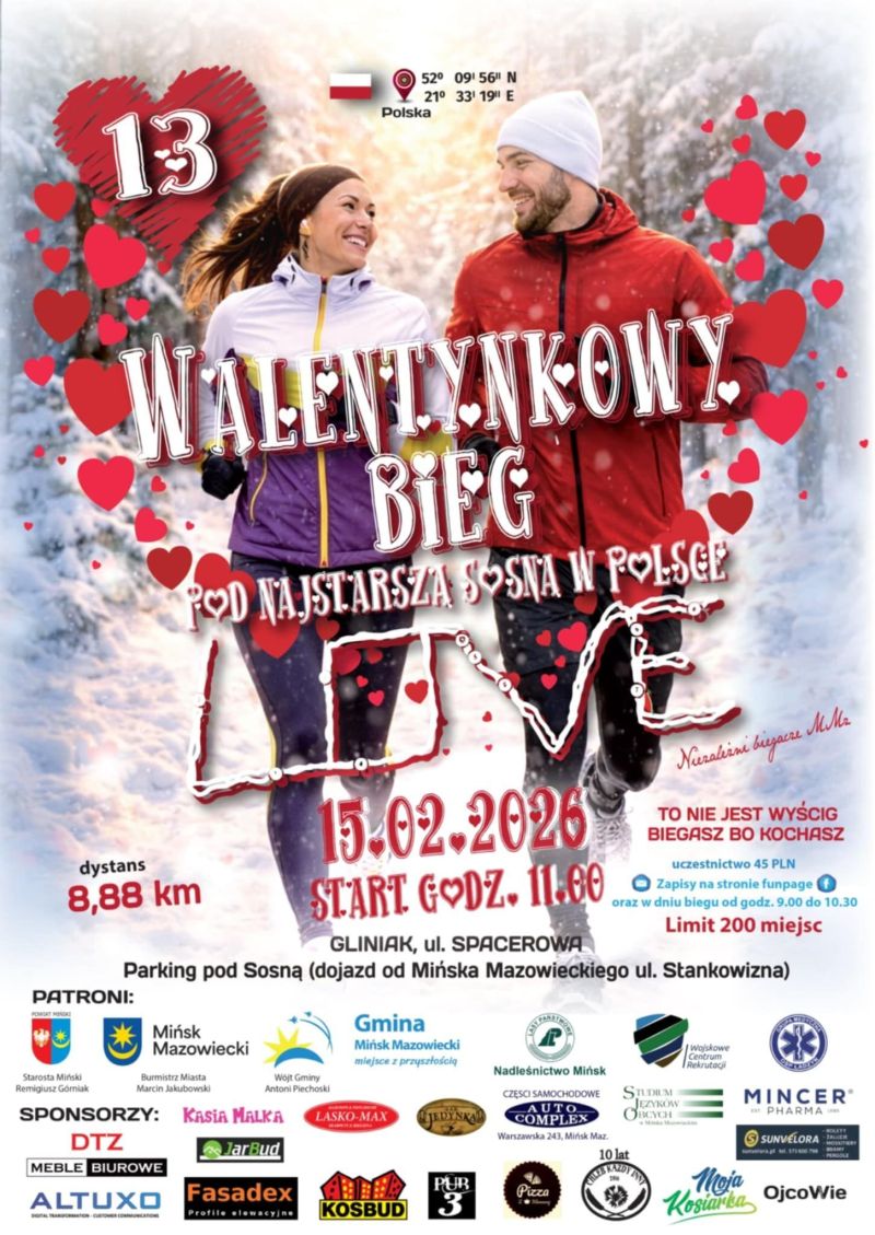 13. Walentynkowy Bieg pod Najstarszą Sosną w Polsce! - plakat
